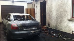 The burnt out shell of Willie Frazer's car