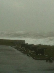 Waves crash into Ardglass harbour as winds gust up to 42 mph