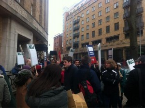 Large turnout for BBC and BECTU strike in Belfast's Ormeau Avenue