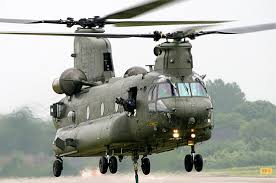 An RAF Chinook helicopter dropping in food supplies to South Down on Wednesday