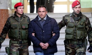 Italian carabinieri escort Francesco Maisano, an alleged 'Ndrangheta boss who was arrested in Calabria.