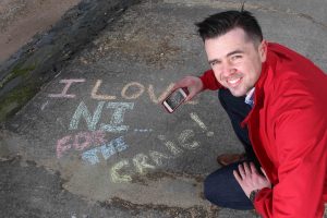 I LOVE NI... Cool FM DJ Pete Snodden takes a snap of one of the many reasons he loves Northern Ireland at the launch of a new photo competition