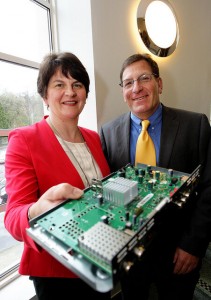 Enterprise Minister Arlene Foster and Latens system president Carmi Bogot