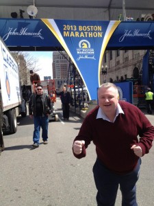 BBC presenter Stephen Nolan on the marathon route a day before the explosions