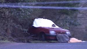 The scene in 1989 after Bob Buchanan's Vauxhall Cavalier car was ambushed by the IRA