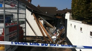 The damaged Post Office in Moneyreagh after it was attacked with a digger