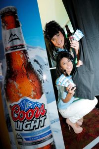 Coors Light promotional girls get snap happy in the Coors Light photobooth which has visited bars all over Northern Ireland.