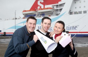 On the waves...Cool FMs Breakfast Show presenters Gareth Stewart and Connor Phillips are joined by Stena Lines Kirsteen Hainey as they celebrate the leading ferry companys extended sponsorship of the show.