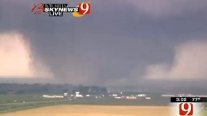 This frame grab provided by KWTV shows a tornato in Oklahoma City Monday, April 20, 2013. 