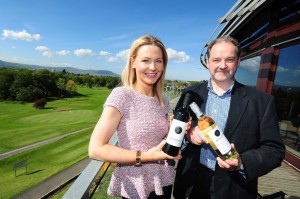 CHEERS... Sinead Adair of Woodford Bourne NI celebrates with Alan Chapman of Treasury Wine Estates as Lisburn-based Woodford Bourne secured an exclusive contract to distribute Napa Valleys oldest and most awarded wines across Northern Ireland.