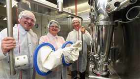 Enterprise Minister Arlene Foster at Almac's Craigavon plant on Tuesday