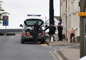 Police at the scene of the rape of a teenage girl in Magherafelt on Sunday 