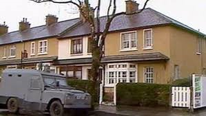 Margaret Telford's home in north Belfast with RUC landrover outside