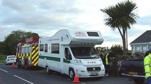 Fire and rescue teams at the scene in Co Down on Saturday