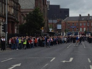 The start of the Tour of the North parade on the Crumlin Road in north Belfast