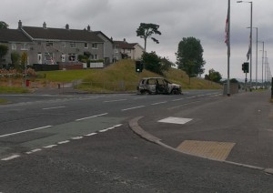 A car burned out on the O'Neill  Road on in Newtownabbey on Sunday night