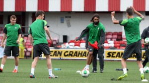 Celtic striker Georgios Samaras training at Solitude, north Belfast on Tuesday evening