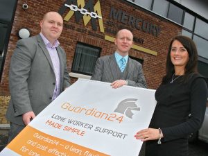 Mercury Security Management directors Liam Cullen (left) and Francis Cullen have joined forces with Guardian24s Grainne McCullagh to offer much needed protection to vulnerable lone workers