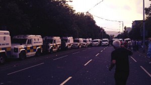 Police call for people to clear the Newtownards Road