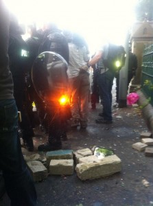 Some of the missiles thrown by loyalists at police on Friday evening