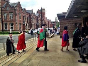 Sir David Attenborough arrives at Queen's University, Belfast on Monday to receive his honorary degree