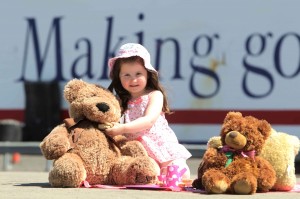 CHILDS PLAY: Little Sophie Murray (4) from Belfast enjoys a Teddy Bears picnic with Stena Line.