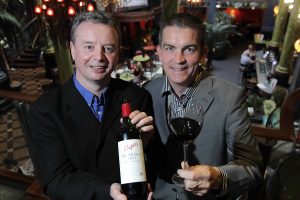 CHEERS... Gareth Bradley (right) managing director of Woodford Bourne NI joins Penfolds representative Master of Wine Martin Moran to announce that the Lisburn-based company has secured an exclusive contract to distribute the iconic Australian wine brand Penfolds across Northern Ireland.