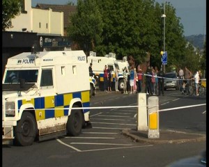 The scene of the blast attack on police in north Belfast