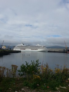 The Crystal Serenity docks in Belfast on Tuesday
