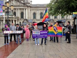 LBGT protestors gather in Belfast over Russia's homophobic laws