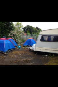 Tents pitched and a caravan brought in for protest in north Belfast