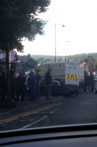 A tense stand off develops in north Belfast on Thursday evening following trouble between republicans and loyalists