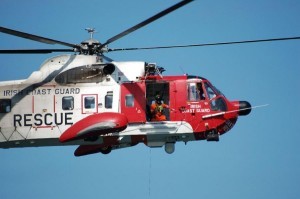 The 118 Irish coastguard rescue helicopter which was involved in the search  on Lough Erne
