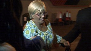 DUP councillor Ruth Patterson is released from police custody and is met by 30 supporters