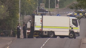 Army technical officers carry out a controlled explosion in south Belfast on Friday evening
