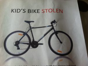 This is the black mountain bike stolen from a ten-year-old