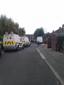 Police and CSI carry out searches in the Markets district following a gun attack on Sunday night