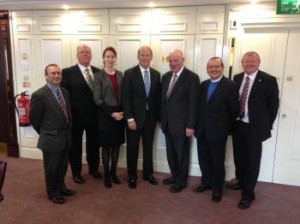 Senior figures with the Orange Order's Grand Lodge meet Dr Richard Haass' and his team in Belfast on Thursday