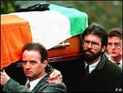 Gerry Adams provoked anger when he carried IRA bomber Thomas Begley's coffin 