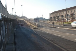 The Leckey flyover closed during a security alert in Derry on Tuesday night after a pipe bomb attack on police