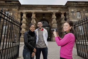 Pictured are two of the Brazilian media group Samira Menezes and Valmir Martins visiting Crumlin Road Gaol with NITBs Aileen ONeill.