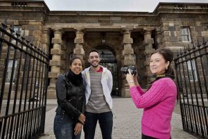 Pictured are two of the Brazilian media group Samira Menezes and Valmir Martins visiting Crumlin Road Gaol with NITBs Aileen ONeill.