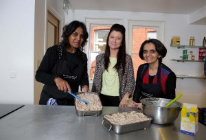 Pictured are Farzana Behram and Rozina Gaziyani, journalists from Upper Crust magazine, India, taking a cookery lesson at James Street South with Aileen ONeill of the Northern Ireland Tourist Board (NITB).