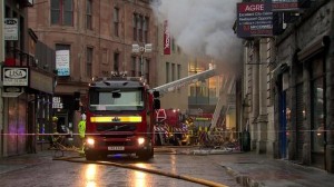 Fire crews at the scene of shop blaze in Rosemary Street, Belfast