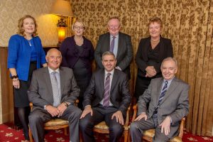 International Fund for Ireland Board Members (Back row L-R): Dorothy Clarke; Rosemary Farrell; David Graham; Siobhan Fitzpatrick; (front row) Winston Patterson; Adrian Johnston, Chairman of the Fund; and Billy Gamble.