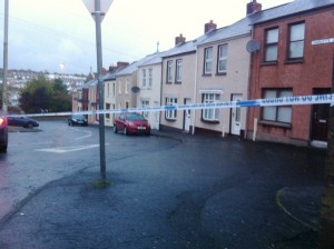 The cordoned off scene at Charlotte Street two weeks ago after a pipe bomb device was defused