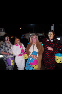 Members of 'Camp Twaddell' in north Belfast out collecting money for Children In Need