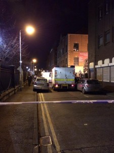 Army technical officers in Talbot Street, Belfast on Friday night after small bomb explosion