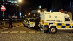 Police cordon off an area around St Anne's Cathedral following small explosion