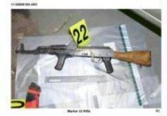 One of the four AK47 assault rifles found by police in Omagh lock up